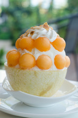 Ice melon Bingsu, famous korean ice-cream.