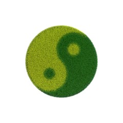 Yin Yang symbol from grass. 3D rendering illustration.