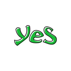 Word yes icon in flat style isolated on white background. Click and choice symbol