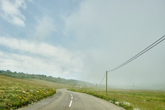 Landscape and empty rural road, Gourdon, Alpes Maritimes, France