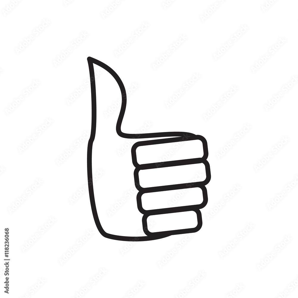 Poster hand with thumb up icon in outline style isolated on white background. click and choice symbol