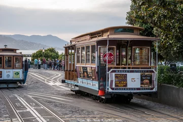 Tuinposter San Francisco, California, USA - APRIL 24, 2016:  Cable car at Hyde street, documentary editorial. © mizzick