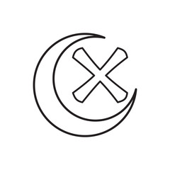 Obraz premium Cross and crescent icon in outline style isolated on white background. Click and choice symbol