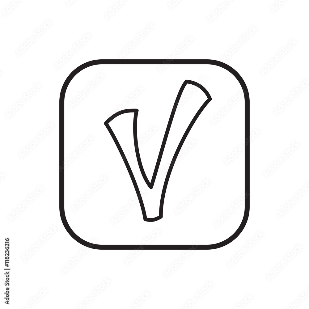 Poster checkmark in square icon in outline style isolated on white background. click and choice symbol