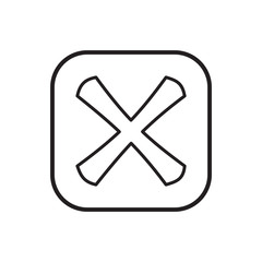 Obraz premium Krzyż w ikona kwadratu w stylu konspektu na białym tle. Kliknij i wybierz symbol