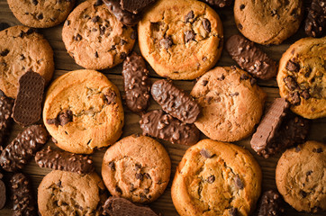 Various chocolate cookies background