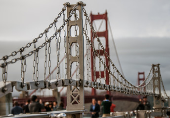 Golden Gate Bridge model, San Francisco, California.