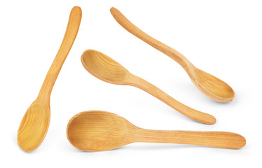 Set of wooden spoon, isolated on white background
