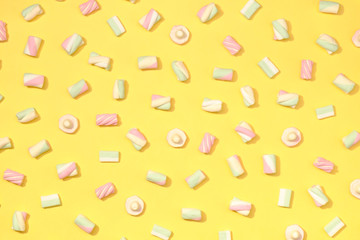 Marshmallows flat lay