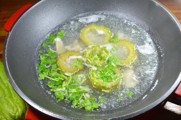 bitter cucumber boiled in hot pot