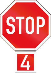Road sign used in the African country of Botswana - Stop (4-way)
