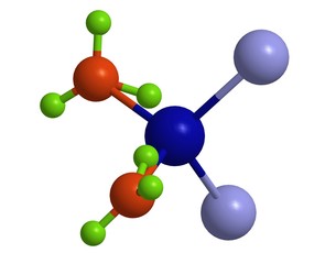 Molecular structure of Cisplatin, 3D rendering