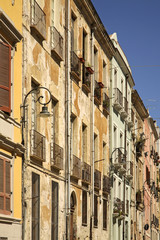 Fototapeta na wymiar Old street in Cagliari. Sardinia. Italy