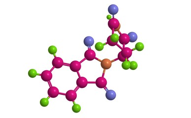 Molecular structure of R-Thalidomeide, 3D rendering