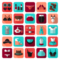 women's clothes icon set