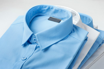 Stack of blue and white shirt