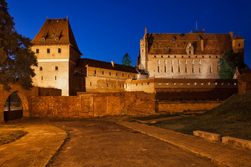 Malbork Castle at Night in Poland