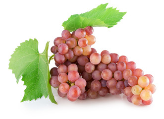 pink grapes on the white background