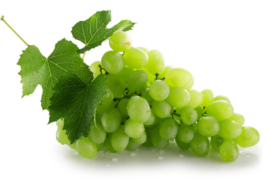 green grapes on the white background