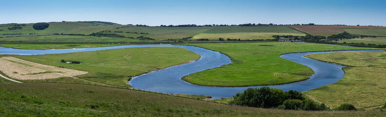Fototapeta na wymiar Cuckmere River Landscape at Seven Sisters, England.
