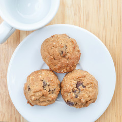 A plate of oatmeal cookies ready to be served for afternoon tea.