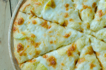 Close up shot of pizza with durian