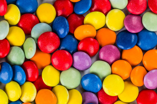 Closeup of colorful candies as texture