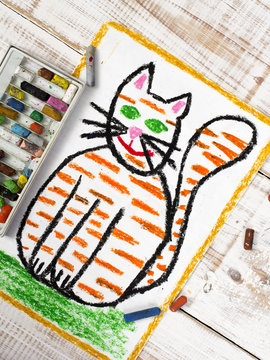 colorful drawing: fat ginger cat