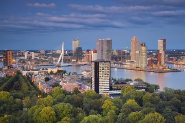Photo sur Plexiglas Rotterdam Rotterdam. Image of Rotterdam, Netherlands during twilight blue hour.