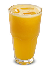 Glass of orange juice. White background.