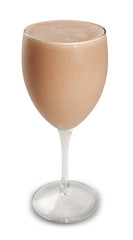 Glass of Peach juice. White background.