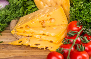 Cheese board - various types of soft and hard cheese. Internatio