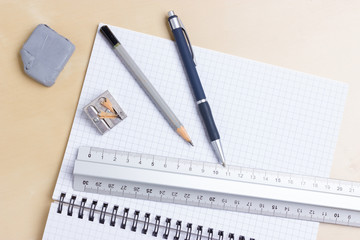 Writing materials on desk