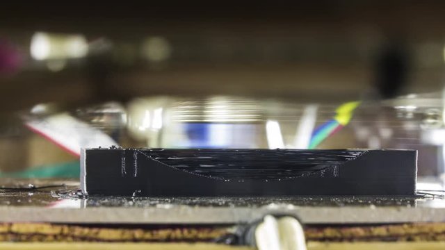DIY 3d printer in action, close up time lapse, 4K.