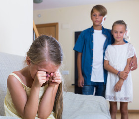 First amorousness:  girl and couple of kids apart