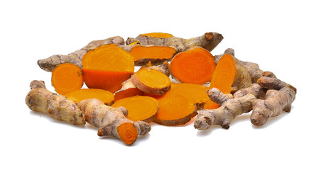 Turmeric roots isolated on white