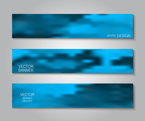 Set blurry backgrounds for creative design. Collection banners, posters, covers in blue tones. 