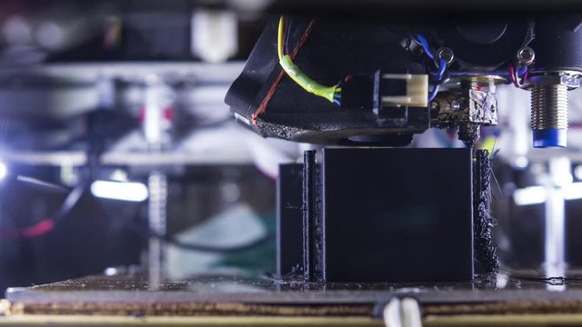 3d printer in action, close up time lapse, 4K.