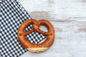 pretzel lying on wood