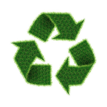 Vector recycle logo made of grass