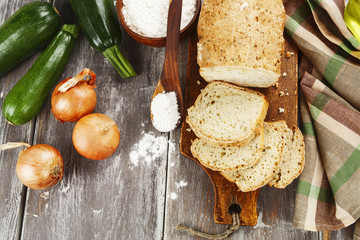 Bread with zucchini and onion