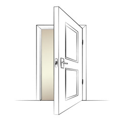 open door. Isolated illustration of a door. Vector
