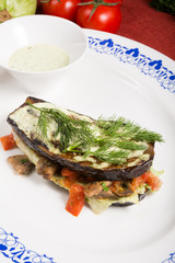 Baked eggplant with vegetables