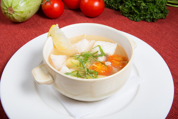 Fish soup served in a bowl