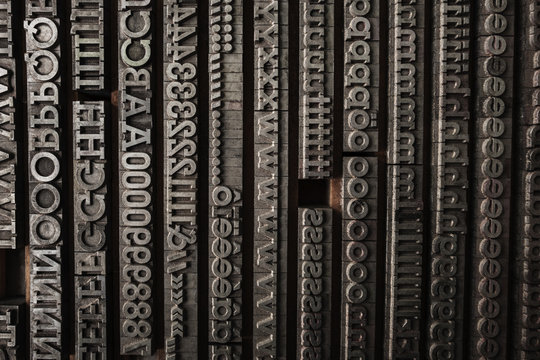 Letters in typesetting shop