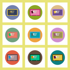 flat icons set of back to school concept on colorful circles school board and eraser