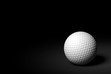 Golf Ball on Black Background, 3D Rendering