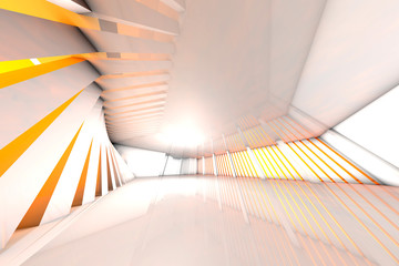 D rendered illustration, architecture visualization of a futuristic hall