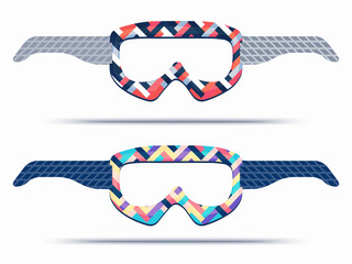 Mountain ski and snowboard goggles blueprint template for die cutting