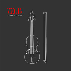 Violin vector illustration hand drawn doodle isolated. Musical instrument sketch. Music icon.